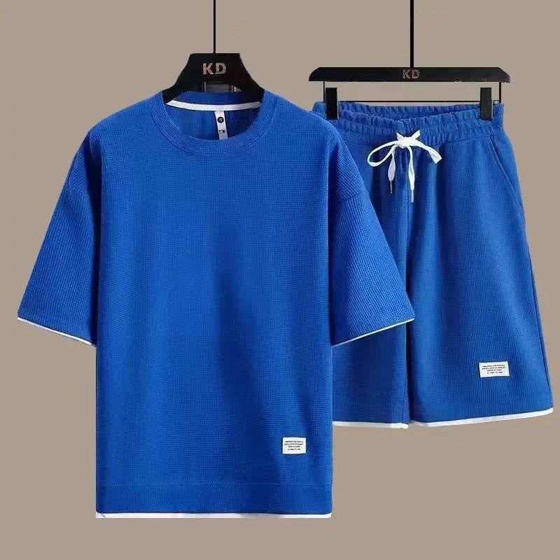 Zweiteiliges Herren-Set – Lockeres Freizeithemd & Hose | Bequem und Stylisch für den Sommer - Blau / XS - Herren-Set
