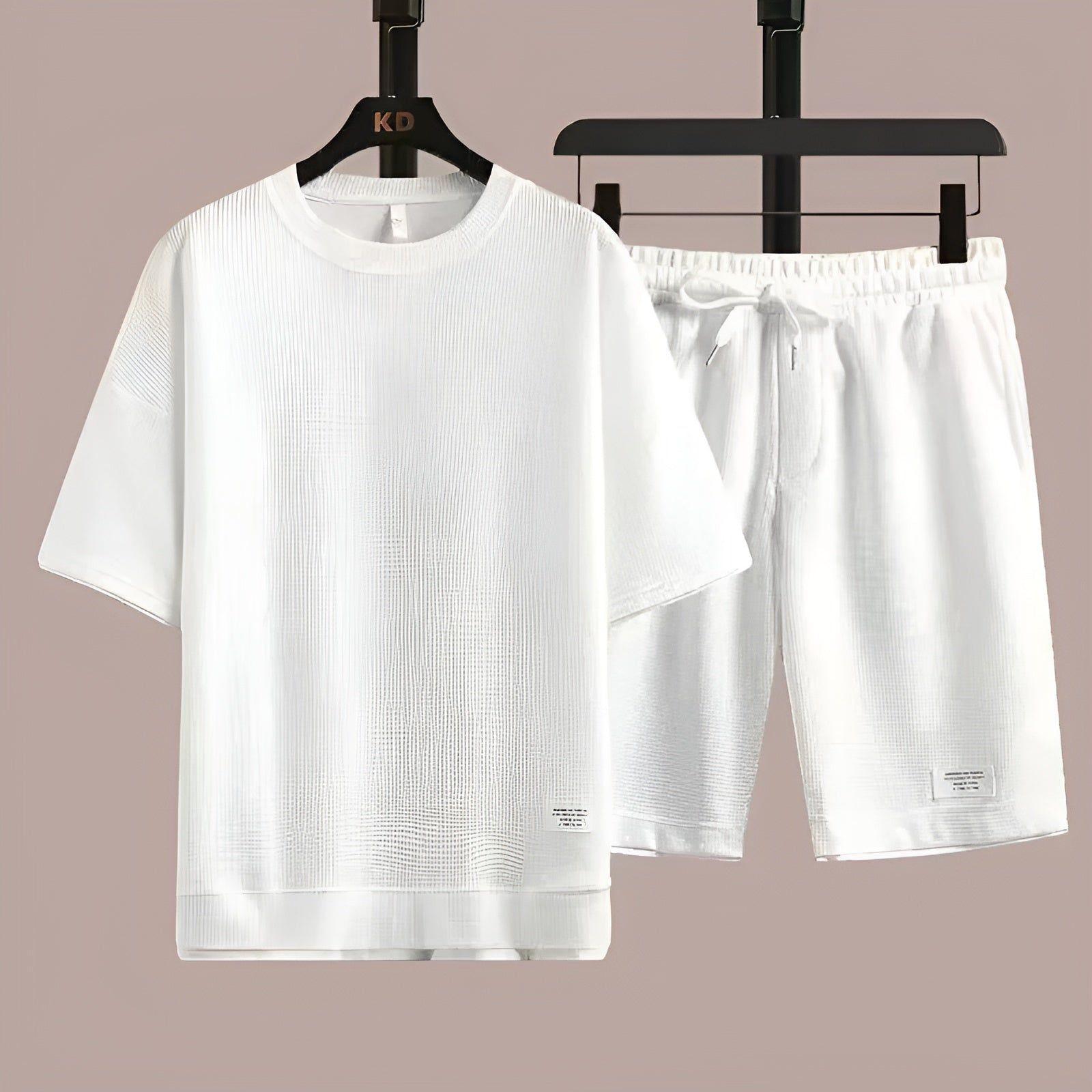 Zweiteiliges Herren-Set – Lockeres Freizeithemd & Hose | Bequem und Stylisch für den Sommer - Weiß / XS - Herren-Set
